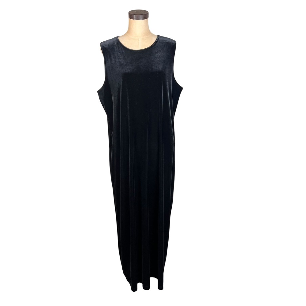Y2K Black Velvet Sleeveless Maxi Dress Column Gown XL J.B.S. Ltd Womens